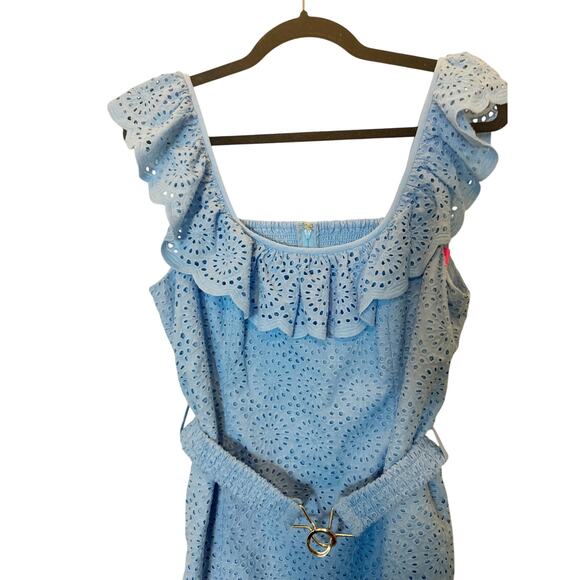 Lilly Pulitzer Dress Size 8 Frenchie Blue Kaleidoscope Eyelet Ryann Sheath Mini - Picture 3 of 5